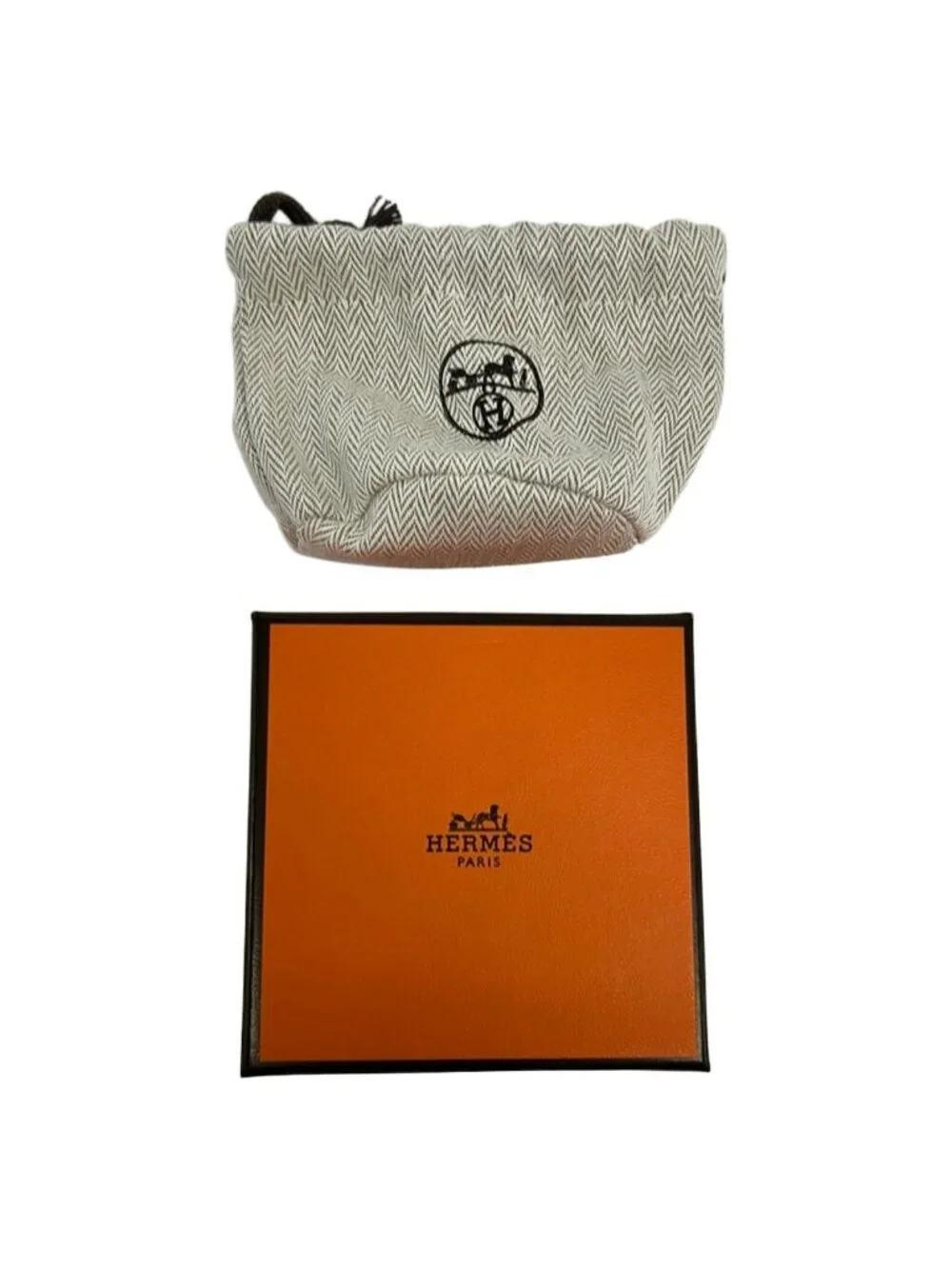 Hermes Black Silver Glove Holder Leather Gloves